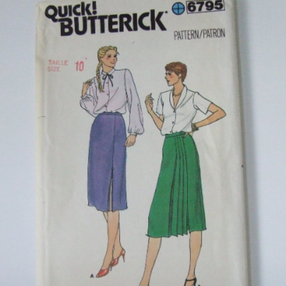 Butterick 6795 skirt sewing pattern uncut vintage a-line skirt below the knee